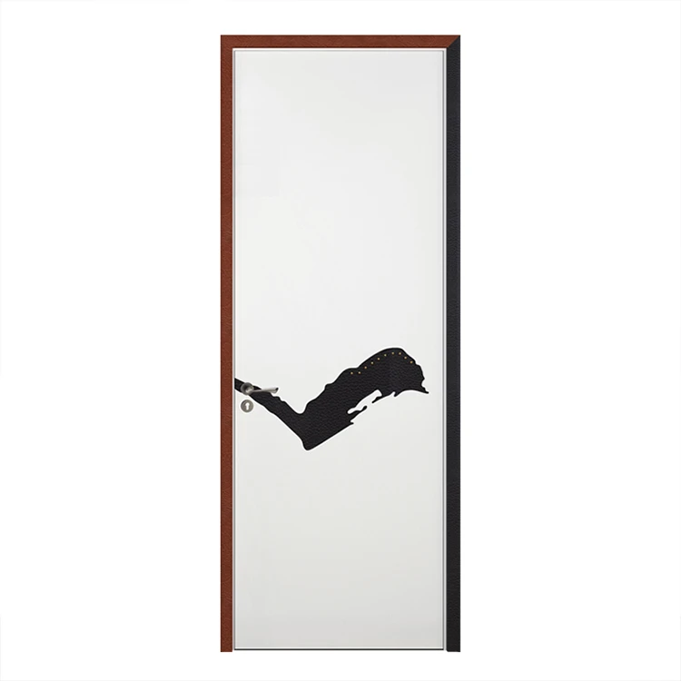 SNEJ B-1601 interior door: white face with dark graphic detailing