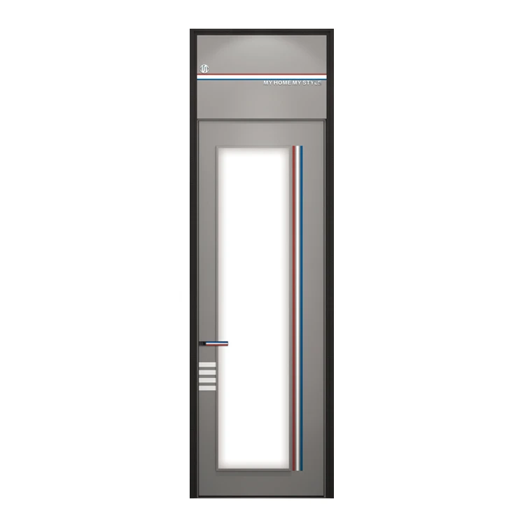 SNEJ MB-1632 interior door: grey wood look with a narrow glazed rectangle