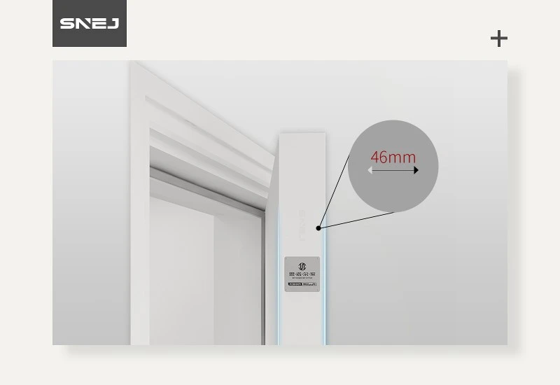 SNEJ door-leaf edge with a 46 mm thickness annotation