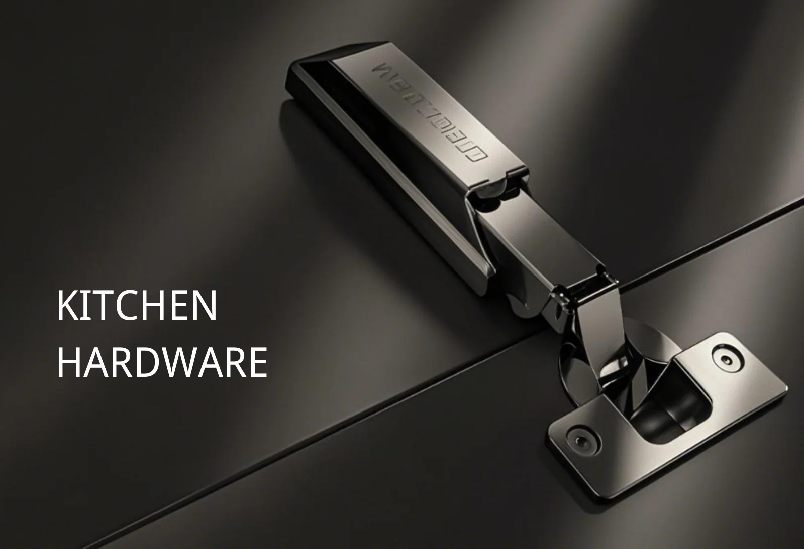 Close-up of a concealed kitchen cabinet hinge