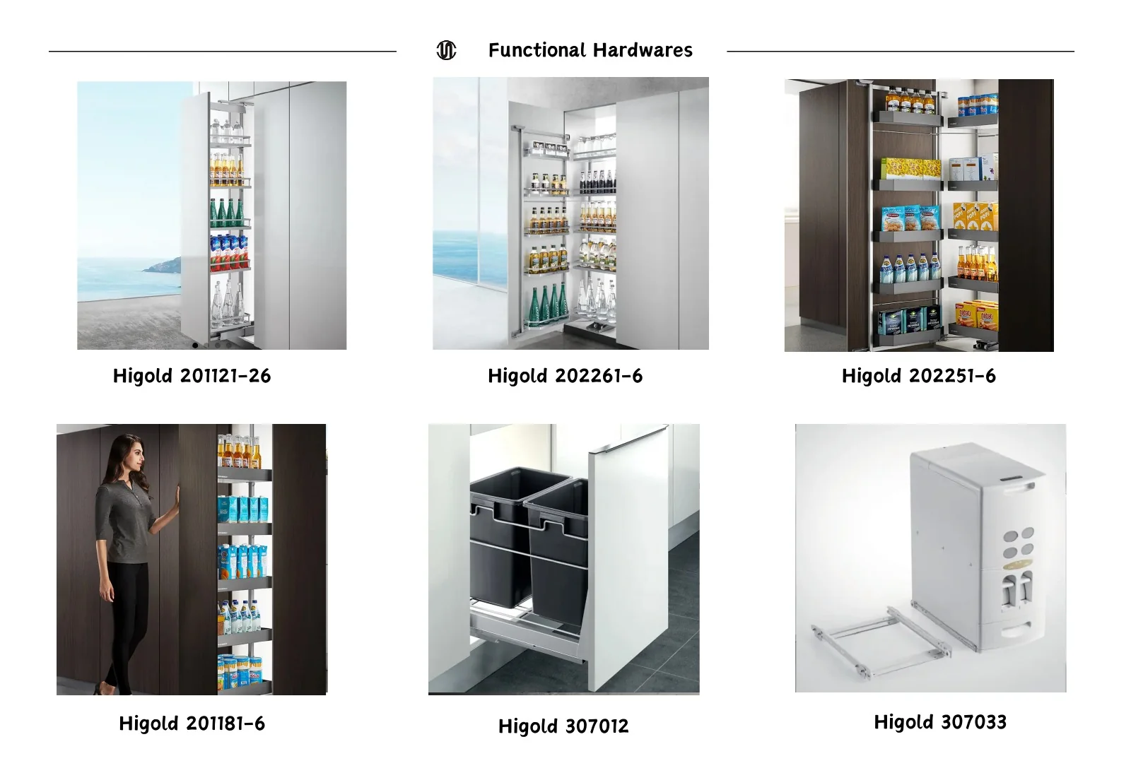Kitchen cabinet pull-out and storage hardware references shown on catalogue page 29