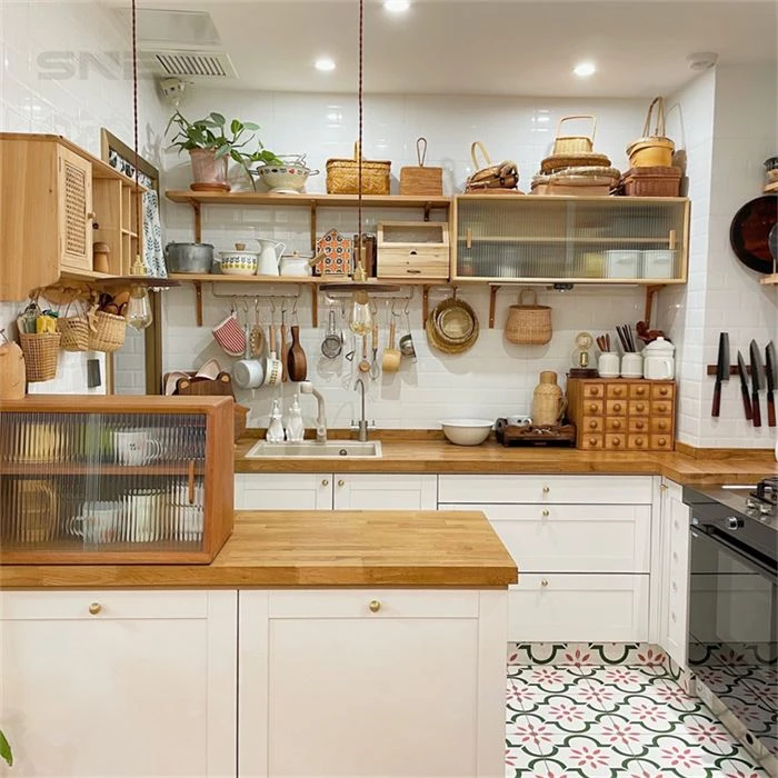 Kitchen cabinets with open shelving above the worktop - Mid Century Modern Style Kitchen Cabinets by SNEJ, image 3