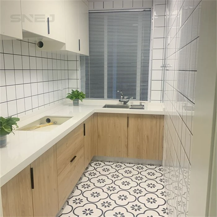 Wood-tone kitchen cabinets with white tiled walls - Modern Kitchen Larder Unit by SNEJ