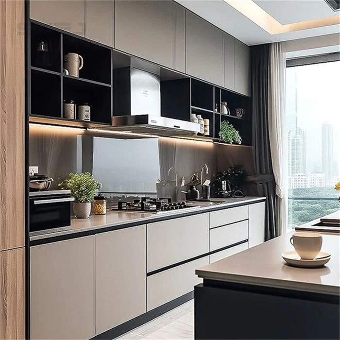 Kitchen cabinets with open shelving above the worktop - Custom Laminate Cabinets by SNEJ, image 3