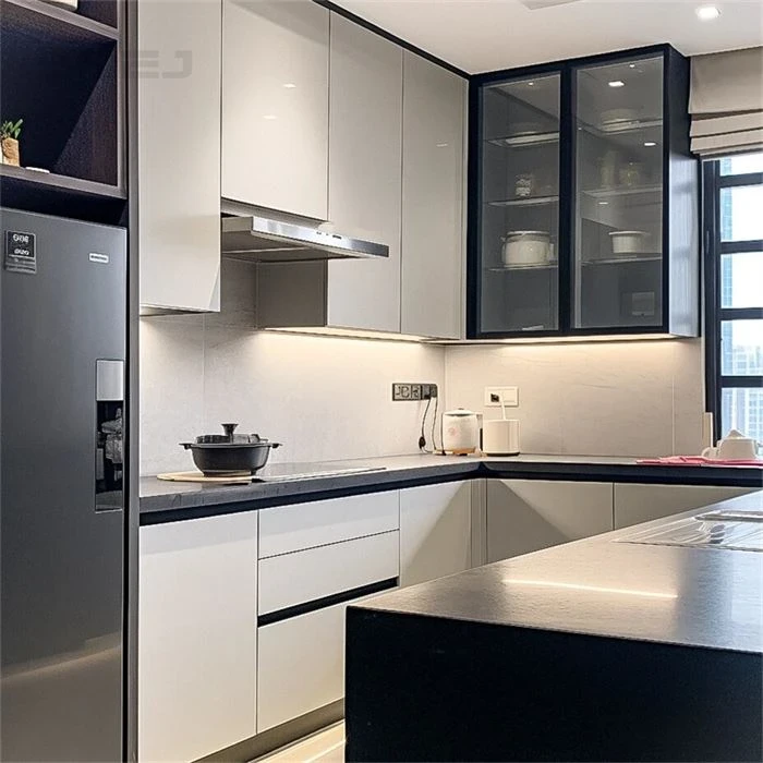 Kitchen cabinet layout showing wall cupboards, base storage and worktops - Luxury Custom Cabinets by SNEJ, image 2