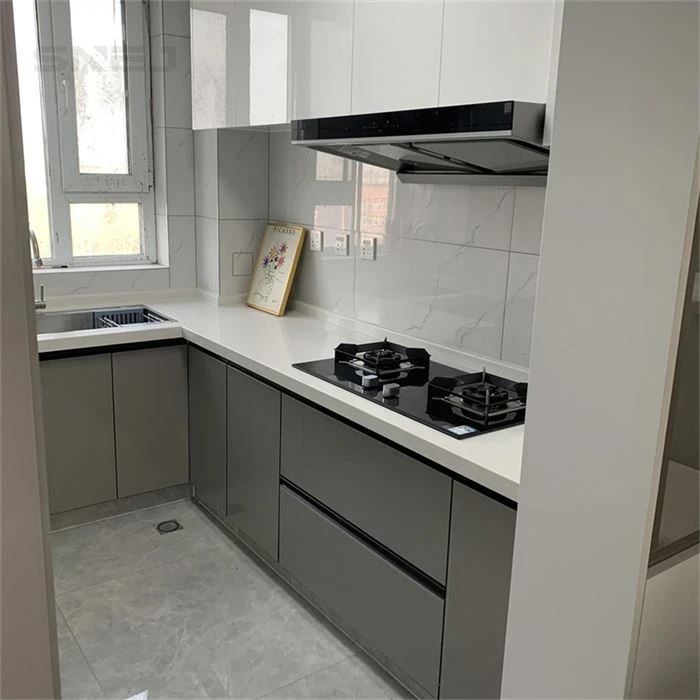 Kitchen cabinet layout showing wall cupboards, base storage and worktops - Home Custom Cabinets by SNEJ, image 2