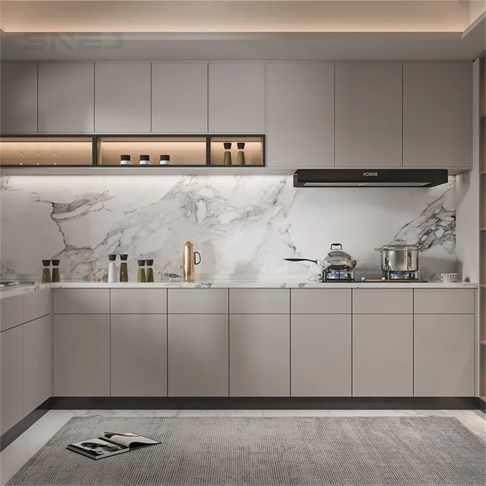 Kitchen cabinet layout showing wall cupboards, base storage and worktops - Modern Freestanding Kitchen Cabinets by SNEJ, image 3