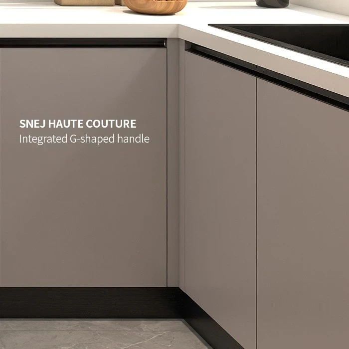 Kitchen cabinet corner showing recessed handle profiles - L Shaped Kitchen Cabinets by SNEJ, image 3