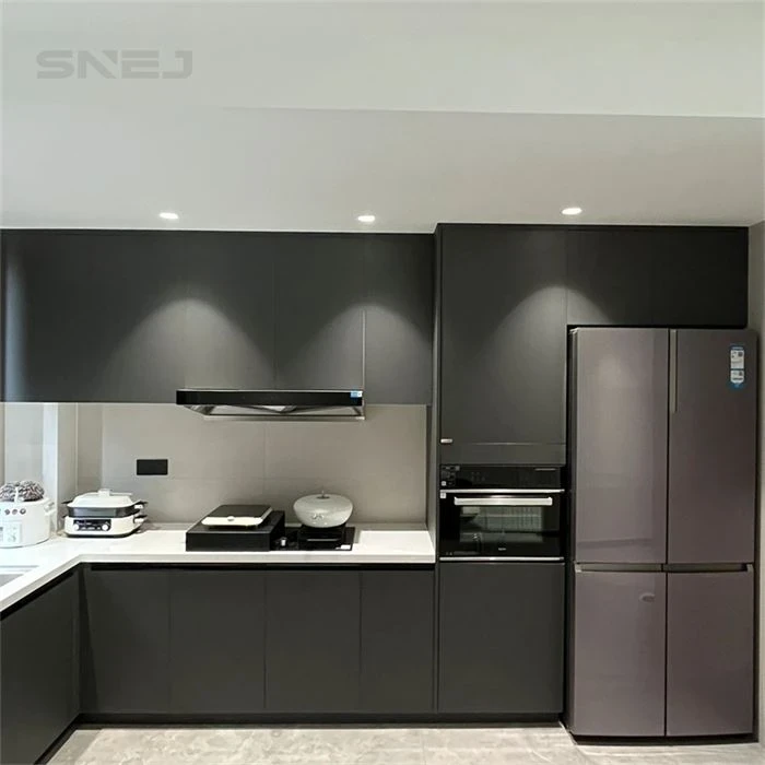 Kitchen cabinet layout showing wall cupboards, base storage and worktops - Modern High Gloss Kitchen by SNEJ, image 2