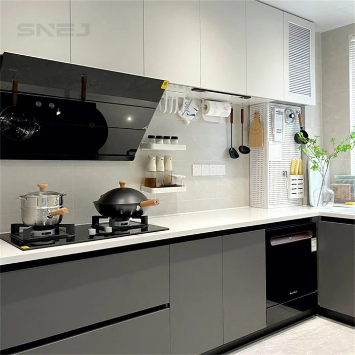 Kitchen cabinet layout showing wall cupboards, base storage and worktops - Custom Built In Kitchen Cabinets by SNEJ, image 2