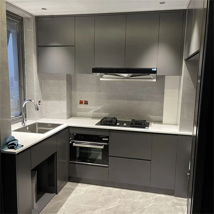Kitchen cabinet layout showing wall cupboards, base storage and worktops - Modern Fit Cabinets by SNEJ, image 2