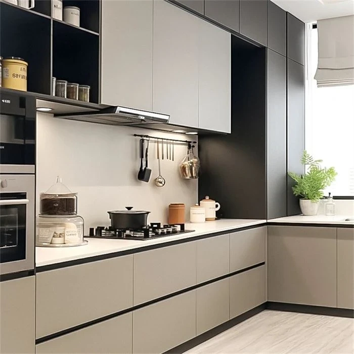Kitchen cabinets with open shelving above the worktop - Semi Kitchen Cabinets by SNEJ, image 2