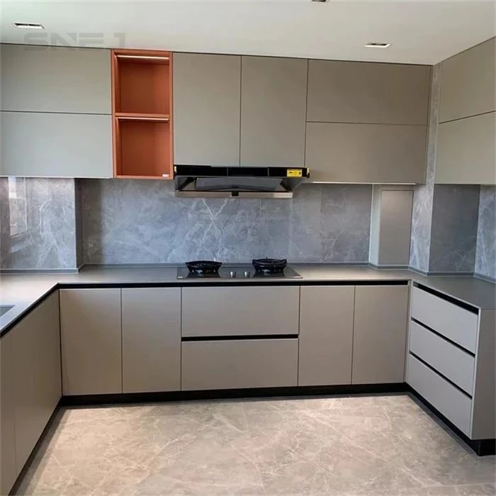 Kitchen cabinet layout showing wall cupboards, base storage and worktops - Custom Home Cabinets by SNEJ, image 3