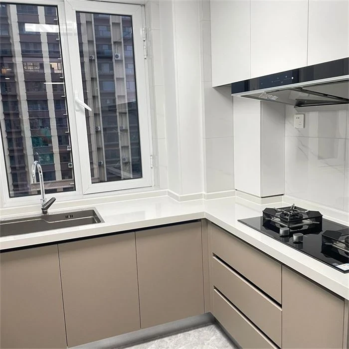 Kitchen cabinet layout showing wall cupboards, base storage and worktops - Rustic Chic Kitchen Cabinets by SNEJ, image 3