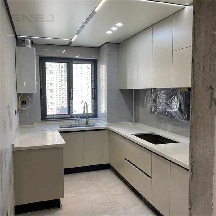 Kitchen cabinet layout showing wall cupboards, base storage and worktops - High End Custom Kitchen Cabinets by SNEJ, image 3