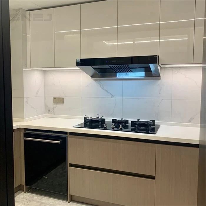 Kitchen cabinet layout showing wall cupboards, base storage and worktops - Modern Gloss Kitchen Cabinets by SNEJ, image 2