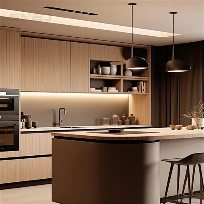 Kitchen cabinetry with an island, peninsula or breakfast counter - Brown Custom Cabinets by SNEJ, image 2