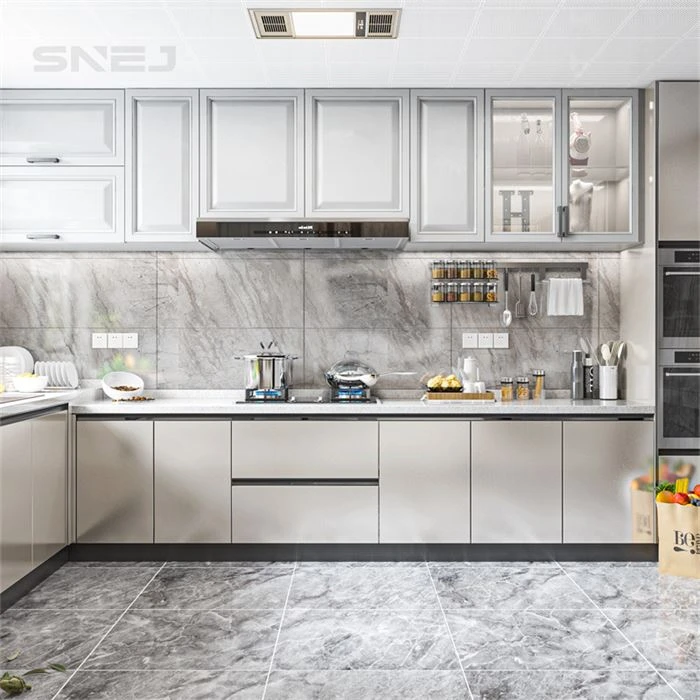Framed kitchen cabinet doors with coordinated base and wall storage - Modern Freestanding Pantry by SNEJ, image 3