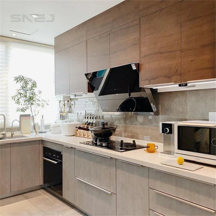 Kitchen cabinet layout showing wall cupboards, base storage and worktops - Fine Custom Cabinetry by SNEJ, image 2