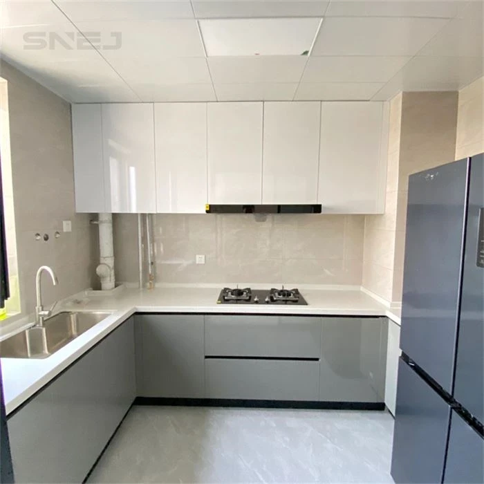 Kitchen cabinet layout showing wall cupboards, base storage and worktops - Modern Freestanding Pantry Cabinet by SNEJ, image 3
