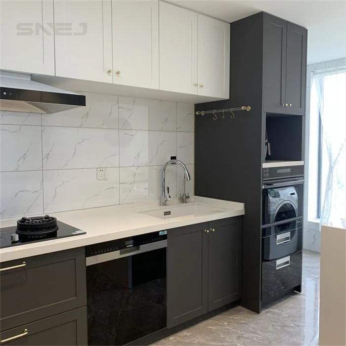 Kitchen cabinet layout showing wall cupboards, base storage and worktops - Custom White Kitchen Cabinets by SNEJ, image 3