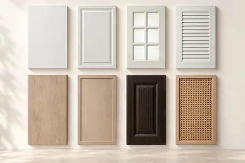 Wardrobe door fronts in painted and wood finishes