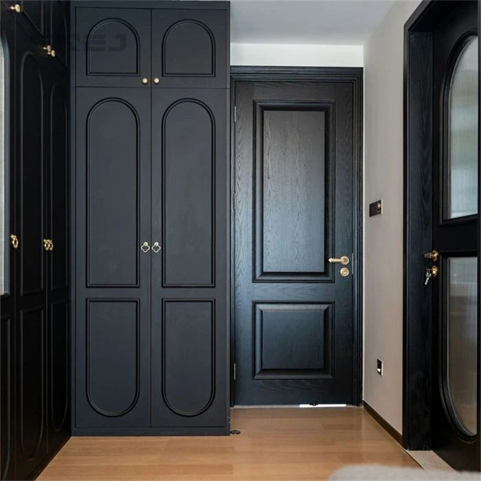 Dark wardrobe doors with arched panel detailing - Open Black Wardrobe by SNEJ, image 2