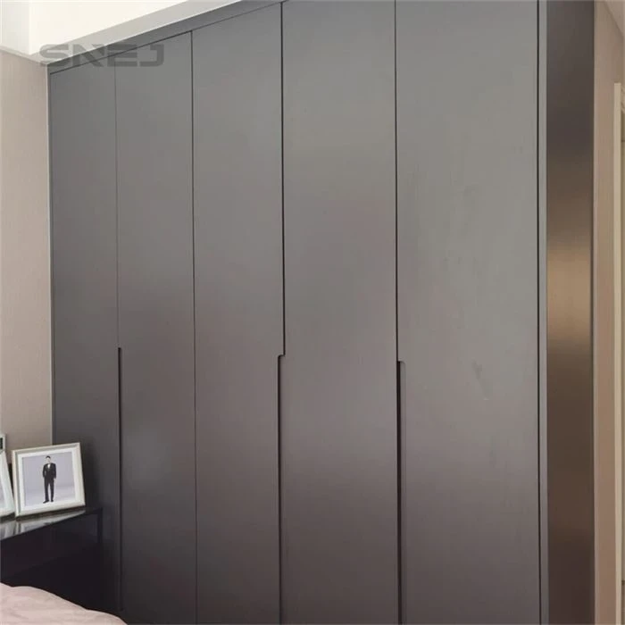 Full-height fitted wardrobe with aligned doors and slim handles - Plywood Open Wardrobe by SNEJ, image 3
