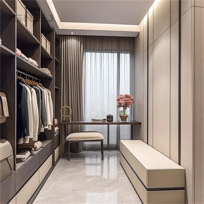 Walk-in wardrobe layout with hanging rails and shelving - Open Closet For Small Bedroom by SNEJ, image 3