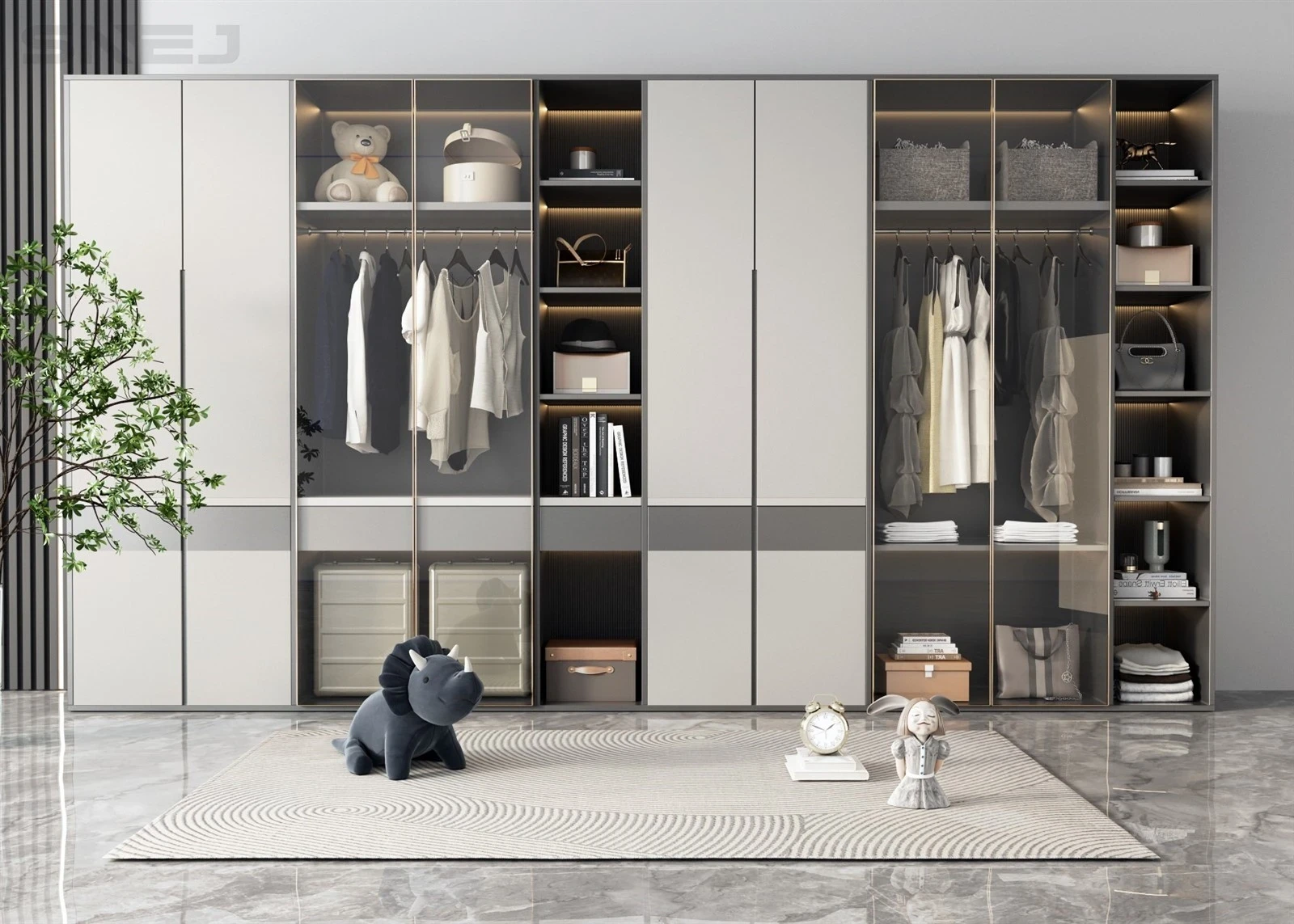 Wooden Wardrobe Without Doors — Design details