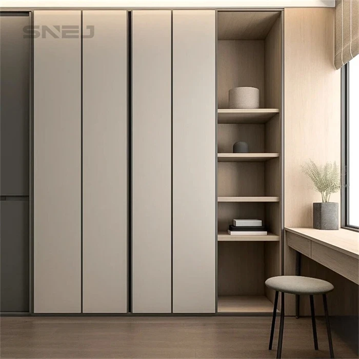 Fitted wardrobe combining closed cupboards with open storage - White Open Wardrobe With Shelves by SNEJ, image 2