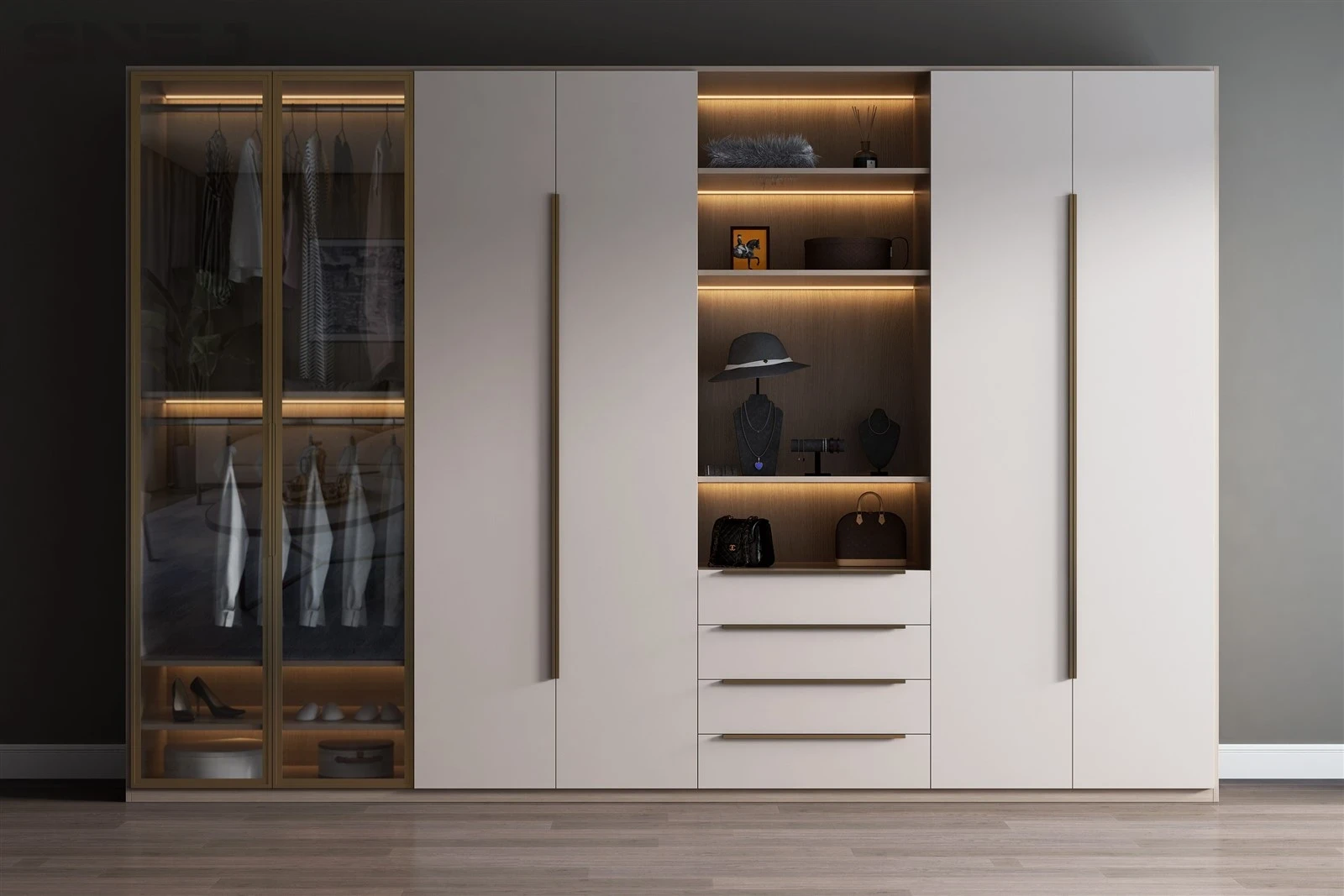 Open Wood Closet — Design details