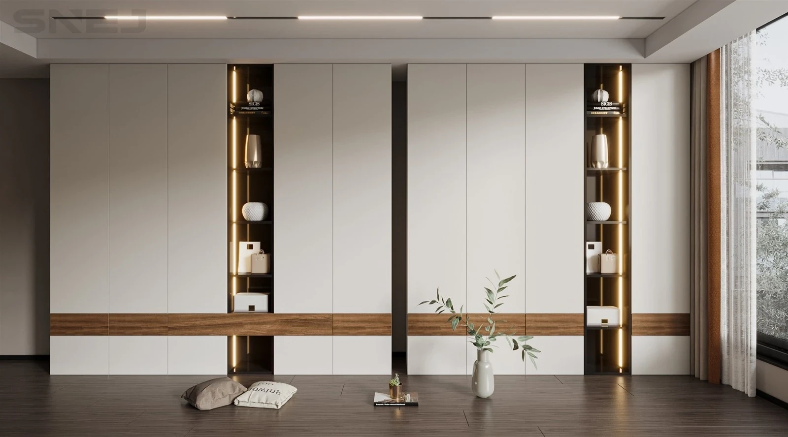 White Open Wardrobe With Shelves — Design details