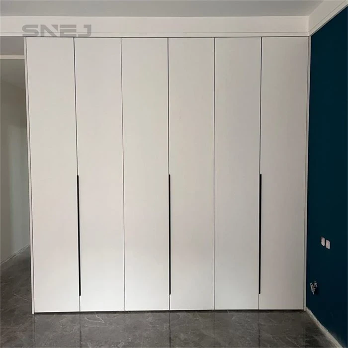 White fitted wardrobe doors with long slim handles - Closet With Doors And Shelves by SNEJ