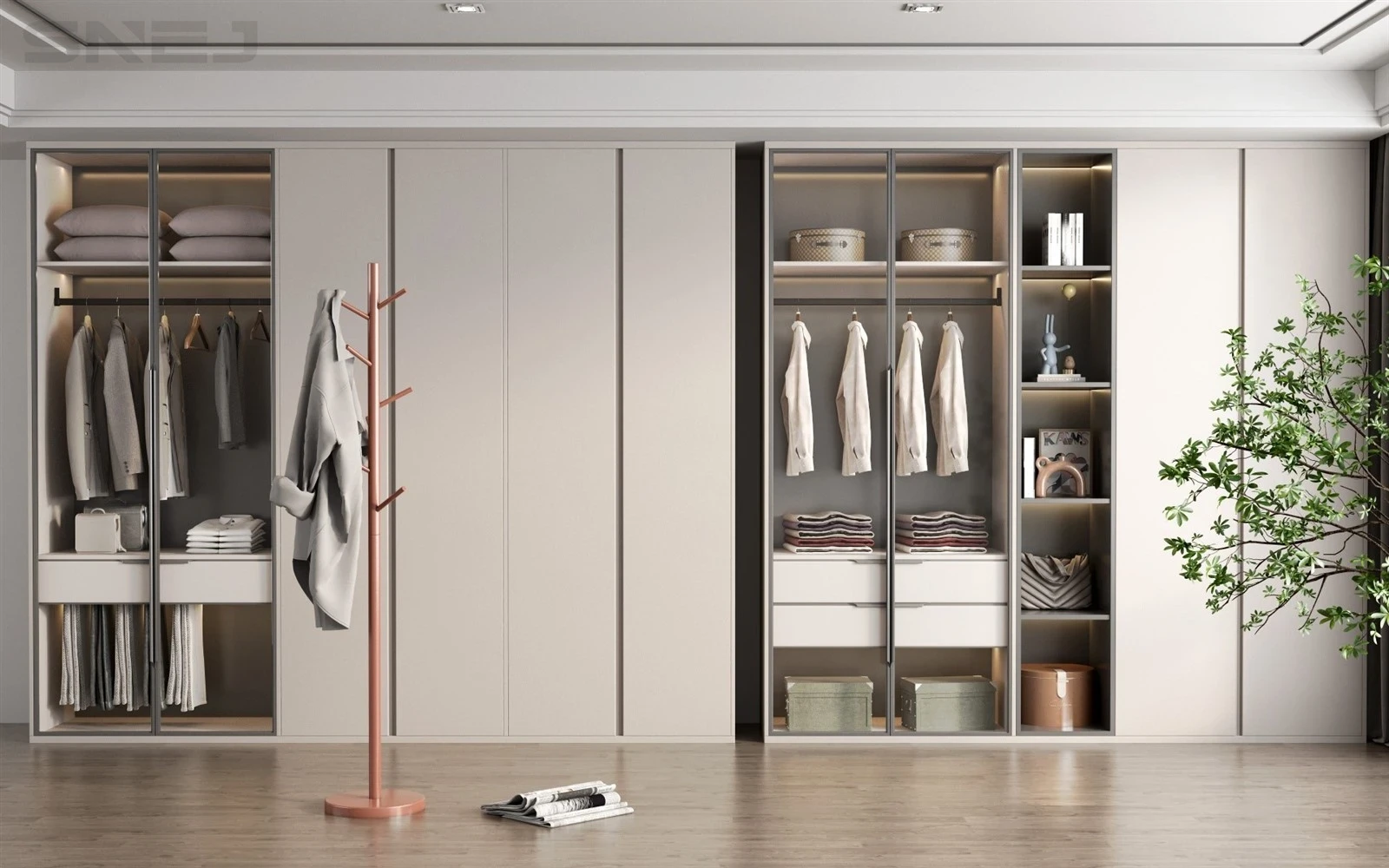 Bedroom With Open Wardrobe — Design details