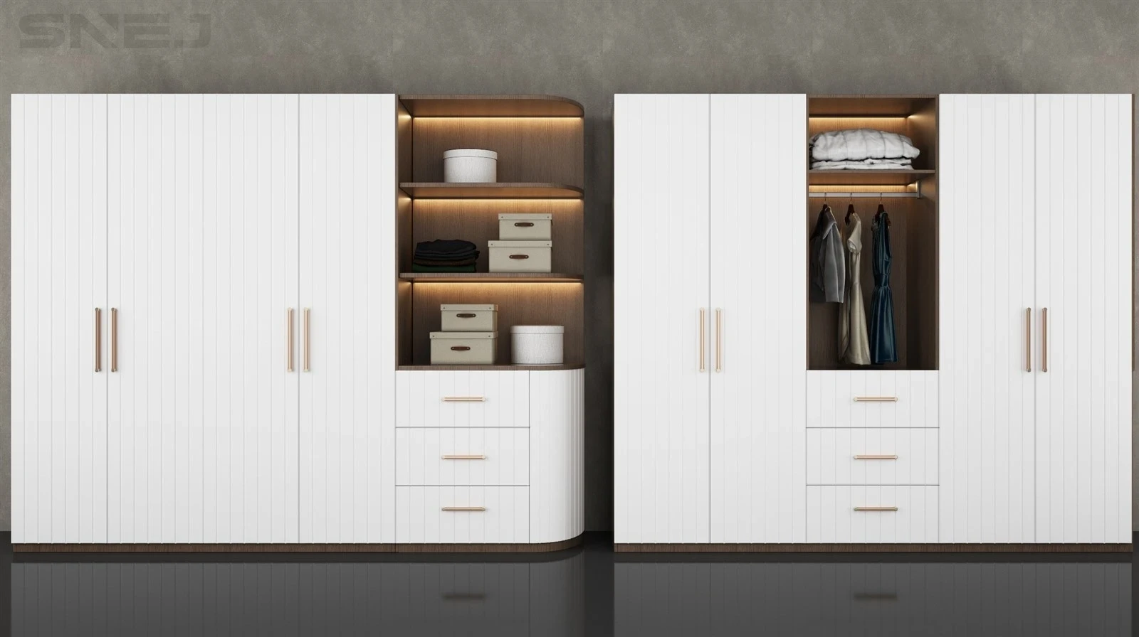 White Wooden Open Wardrobe — Design details