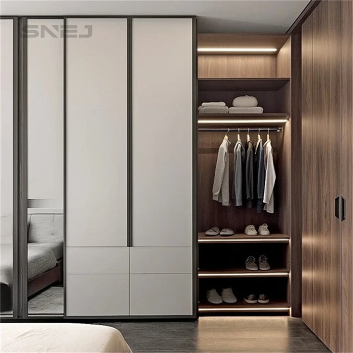 Fitted wardrobe combining closed cupboards with open storage - White Open Wardrobe With Shelves by SNEJ, image 3