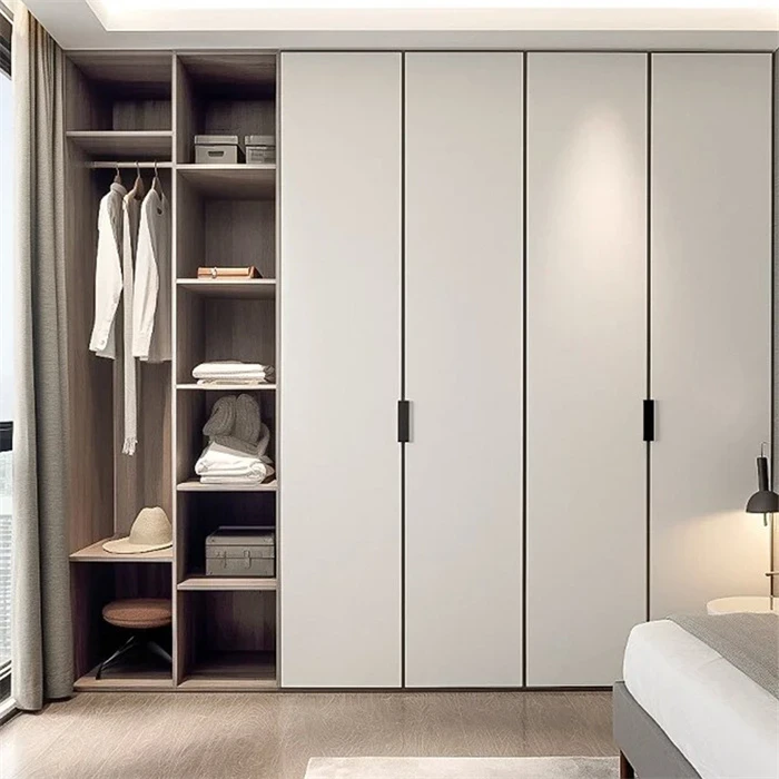 Fitted wardrobe combining closed cupboards with open storage - Free Standing Open Closet by SNEJ, image 2
