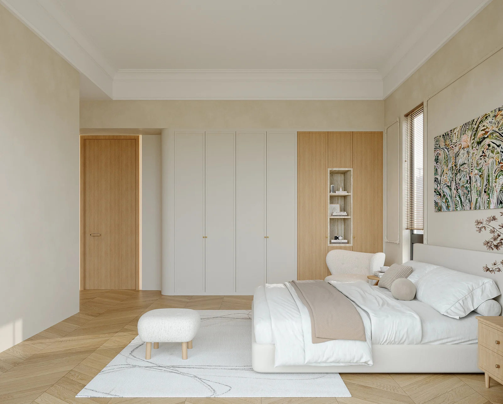 Bedroom design proposal with full-height wardrobes