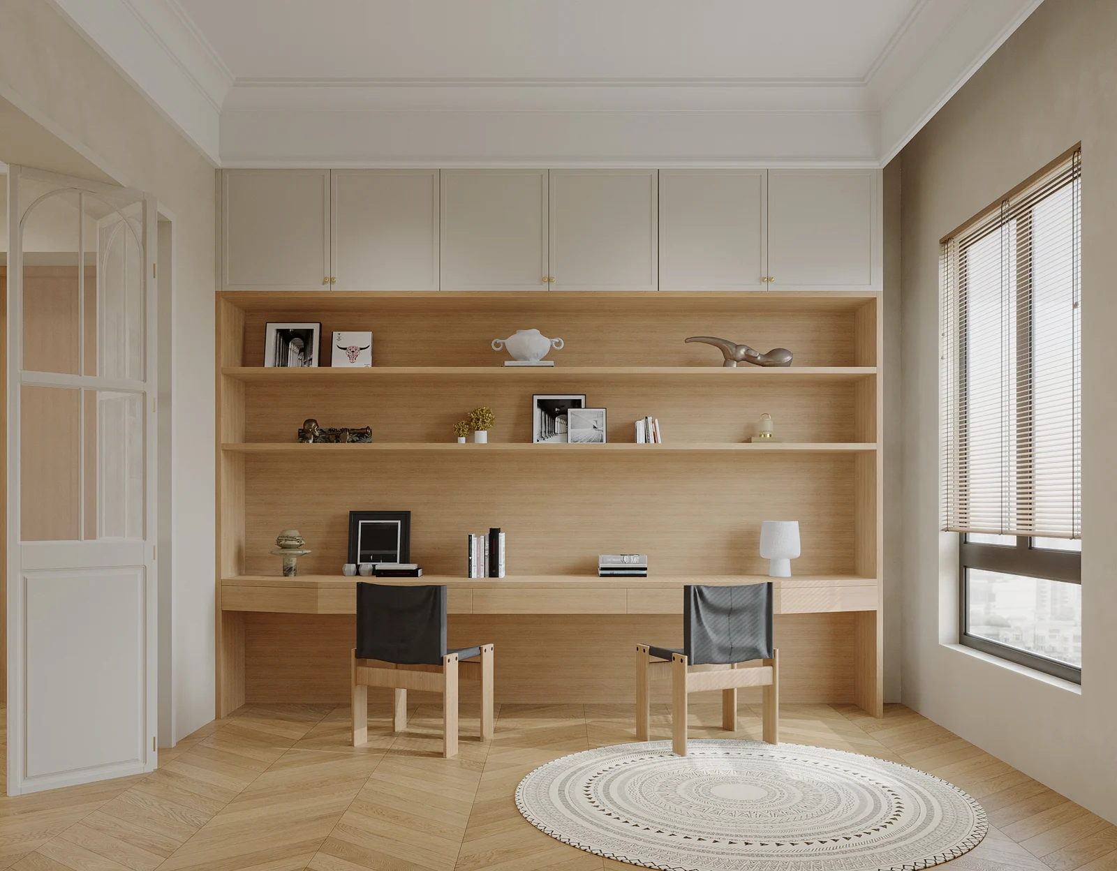Study design proposal with a fitted desk and shelving