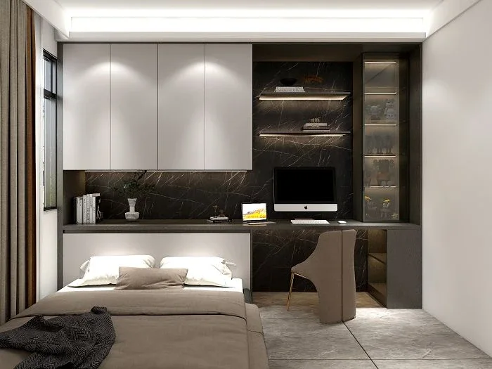 Gemdale Tanshan T27 Loft — bedroom with fitted desk design proposal