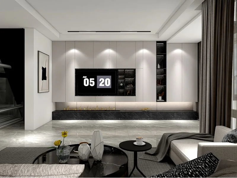 Jiangshanyunzhu Villa — living-room media wall design proposal