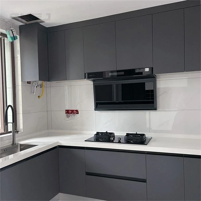 Grey Custom Kitchen Wall Cabinets