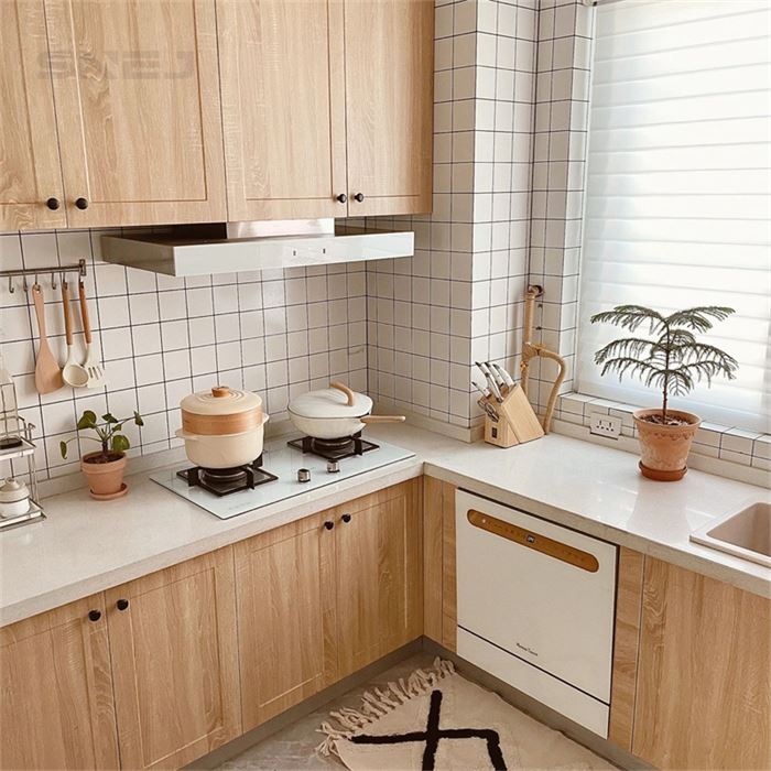L-Shaped Farmhouse Modern Kitchen Cabinets