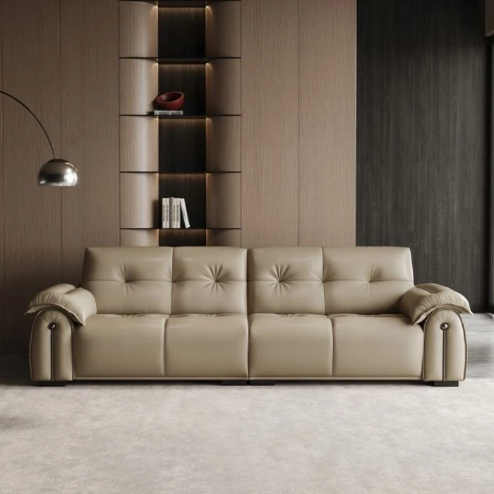 Modern Minimalist Leather 4 Seater Sofa