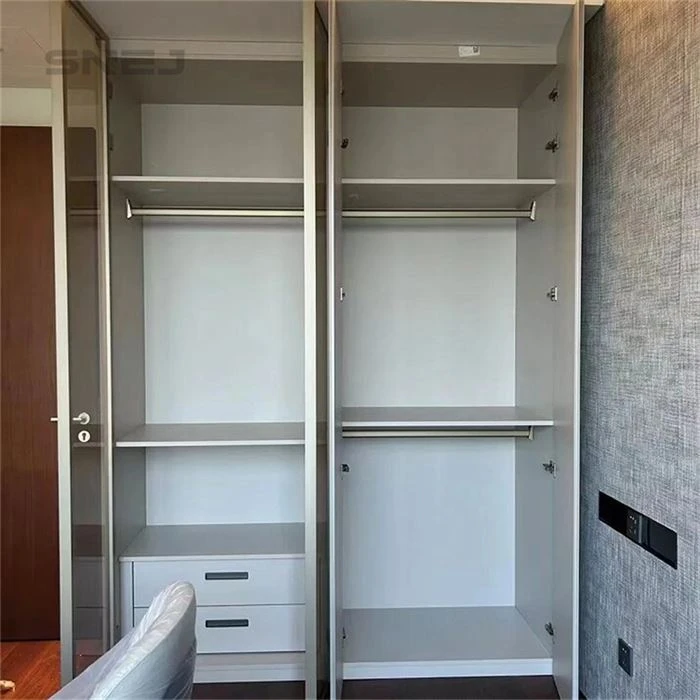 Modern Minimalist Closet With Doors And Shelves