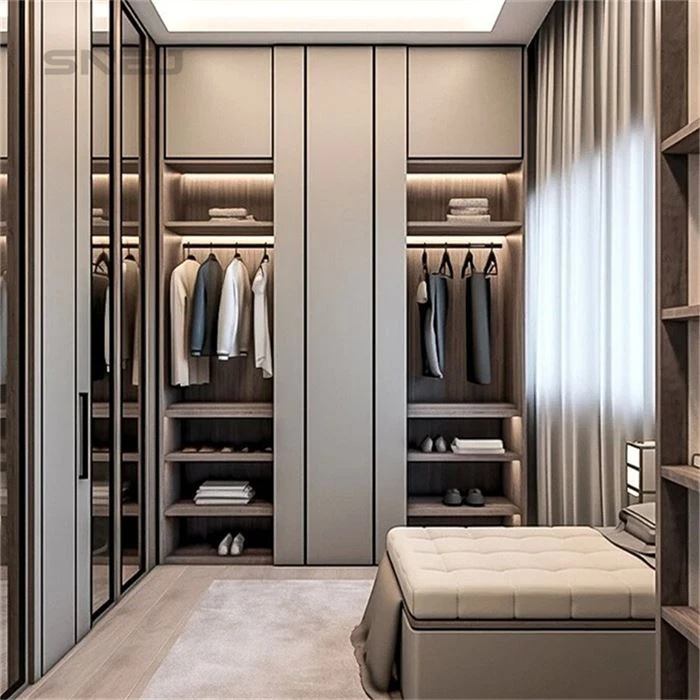 Wooden Closet With Open Doors