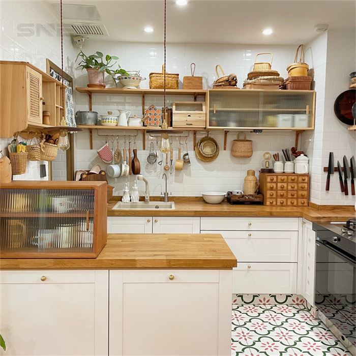 White Mid Century Modern Style Kitchen Cabinets