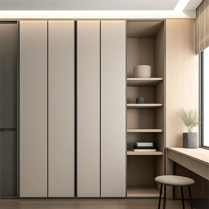 White Modern Open Closet With Drawers