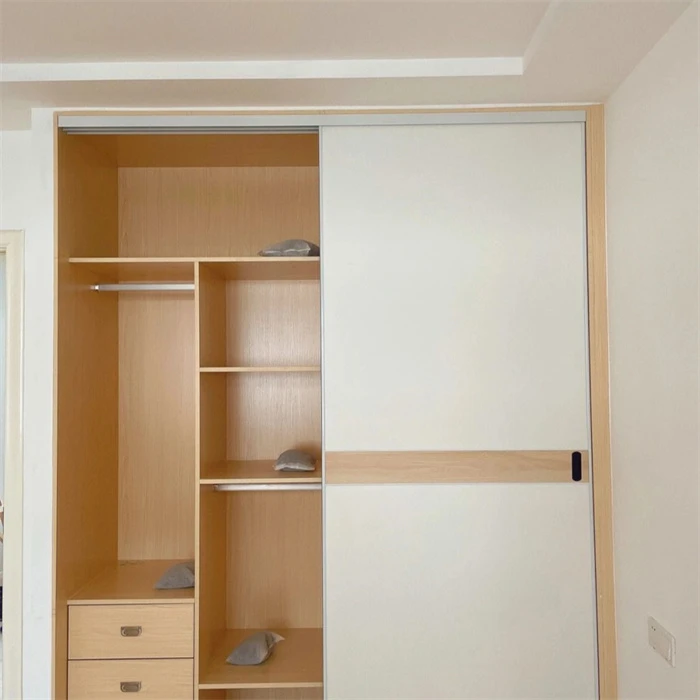 Modern White Minimalist Open Wardrobe Sliding Door